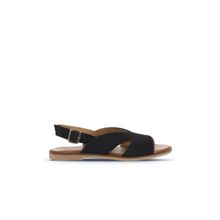 Bueno Shoes 01WA5708 Siyah Alf Süet Kadın Düz Sandalet