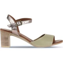 Bueno Shoes 01WA8000 Haki Deri Kadın Topuklu Sandalet