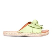Bueno Shoes 01WL4605 Yeşil Deri Kadın Espadril Terlik