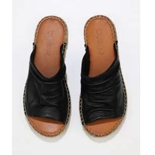 Bueno Shoes 01WL4617 Siyah Deri Kadın Espadril Terlik