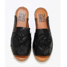 Bueno Shoes 01WN1632 Siyah Deri Kadın Espadril Terlik