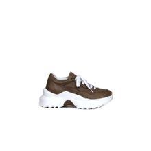 Bueno Shoes 01WQ10100 Haki Deri Kadın Dolgu Topuklu Spor Ayakkabı
