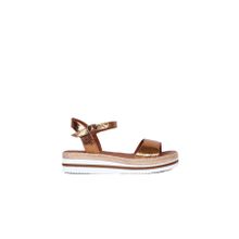 Bueno Shoes 01WQ1612 Bronz Deri Kadın Dolgu Topuklu Sandalet