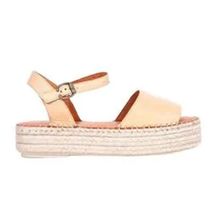 Bueno Shoes 01WQ3515 Bej Deri Kadın Dolgu Topuklu Sandalet