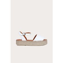 Bueno Shoes 01WQ3515 Beyaz Deri Kadın Dolgu Topuklu Sandalet