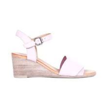Bueno Shoes 01WQ8601 Pembe Deri Kadın Dolgu Topuklu Sandalet