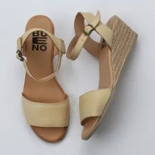 Bueno Shoes 01WS11101 Sarı Deri Kadın Dolgu Topuklu Espadril Sandalet