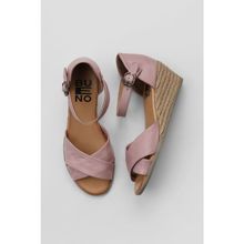 Bueno Shoes 01WS11102 Gül Kurusu Deri Kadın Dolgu Topuklu Espadril Sandalet