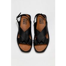 Bueno Shoes 01WS2801 Siyah Deri Kadın Sandalet