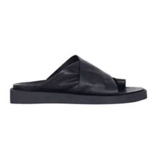 Bueno Shoes 01WS2809 Siyah Deri Parmak Arası Kadın Terlik