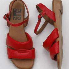 Bueno Shoes 01WS6010 Kırmızı Deri Kadın Düz Sandalet