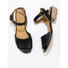 Bueno Shoes 01WS7504 Siyah Deri Kadın Topuklu Sandalet