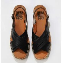 Bueno Shoes 01WS9912 Siyah Deri Espadril Kadın Sandalet