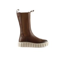 Bueno Shoes 01WT3410 Taba Deri Kadın Dolgu Topuklu Çizme