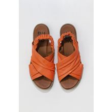 Bueno Shoes 01WU3005 Turuncu Deri Düz Kadın Sandalet