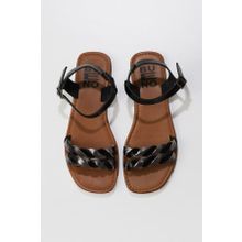 Bueno Shoes 01WU3415 Siyah Gri Parlak Deri Kadın Düz Sandalet