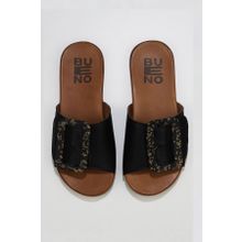 Bueno Shoes 01wu4206 Siyah Deri Düz Kadın Terlik