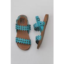 Bueno Shoes 01WU4242 Turkuaz Deri Kadın Düz Sandalet