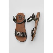 Bueno Shoes 01WU4253 Haki Parlak Deri Kadın Düz Sandalet