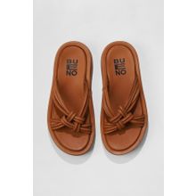 Bueno Shoes 01WU4602 Taba Deri Kadın Dolgu Topuklu Terlik