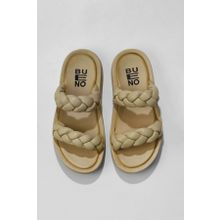 Bueno Shoes 01WU4640 Sarı Deri Kadın Dolgu Topuklu Terlik