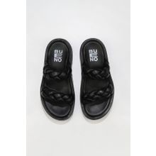 Bueno Shoes 01WU4640 Siyah Deri Kadın Dolgu Topuklu Terlik
