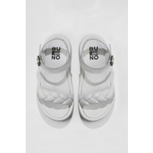 Bueno Shoes 01WU4641 Beyaz Deri Kadın Dolgu Topuklu Sandalet