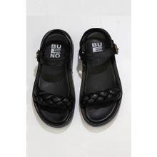 Bueno Shoes 01wu4641 Siyah Deri Dolgu Topuklu Kadın Sandalet