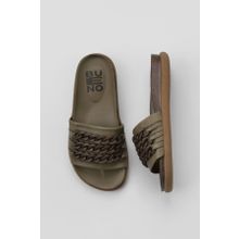 Bueno Shoes 01WU4708 Haki Deri Kadın Düz Terlik