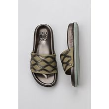Bueno Shoes 01WU5828 Haki Multi Deri Kadın Düz Terlik
