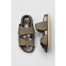 Bueno Shoes 01WU5831 Haki Deri Kadın Düz Terlik