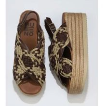 Bueno Shoes 01WU6115 Taba Deri Kadın Dolgu Topuklu Espadril Sandalet
