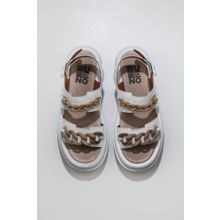 Bueno Shoes 01WU7300 Beyaz Deri Kadın Dolgu Topuklu Sandalet
