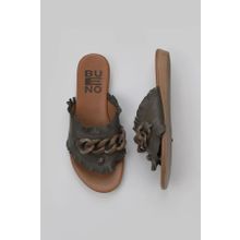 Bueno Shoes 01WU7408 Haki Deri Kadın Parmak Arası Terlik