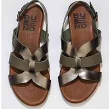 Bueno Shoes 01WU7422 Haki Parlak Deri Kadın Düz Sandalet