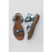 Bueno Shoes 01WU7427 Mavi Parlak Deri Kadın Sandalet