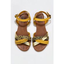 Bueno Shoes 01WU7442 Sarı Multi Deri Kadın Sandalet