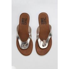 Bueno Shoes 01WU7446 Bej Parlak Deri Kadın Parmak Arası Terlik