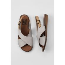 Bueno Shoes 01WU8213 Gri Bej Deri Kadın Düz Sandalet