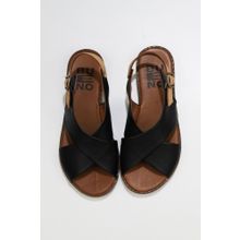 Bueno Shoes 01wu8213 Siyah Bej Deri Düz Kadın Sandalet