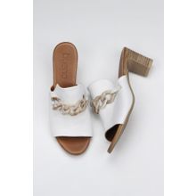Bueno Shoes 01WU9502 Beyaz Deri Kadın Topuklu Terlik