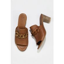 Bueno Shoes 01WU9502 Kahverengi Deri Kadın Topuklu Terlik