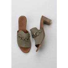 Bueno Shoes 01WU9502 Yeşil Deri Kadın Topuklu Terlik