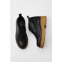 Bueno Shoes 01WV0200 Siyah Deri Kadın Dolgu Topuklu Bot