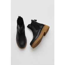 Bueno Shoes 01WV0214 Siyah Deri Kadın Dolgu Topuklu Bot