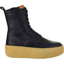 Bueno Shoes 01WV5500 Siyah Turuncu Deri Kadın Dolgu Topuklu Bot