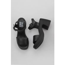Bueno Shoes 01WY12204 Siyah Deri Kadın Dolgu Topuklu Ayakkabı