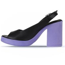 Bueno Shoes 01WY12300 Siyah Lila Deri Kadın Topuklu Sandalet