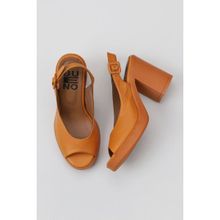 Bueno Shoes 01WY12300 Turuncu Deri Topuklu Kadın Sandalet