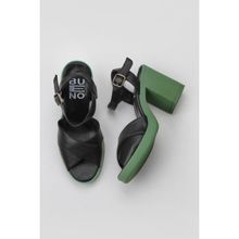 Bueno Shoes 01WY12301 Siyah Koyu Yeşil Deri Topuklu Kadın Sandalet